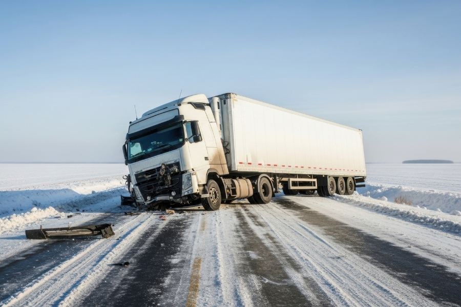 Sytuacja, w której mobilny serwis TIR nie wystarczy Uszkodzona ciężarówka na zaśnieżonej drodze – poważna awaria w trasie