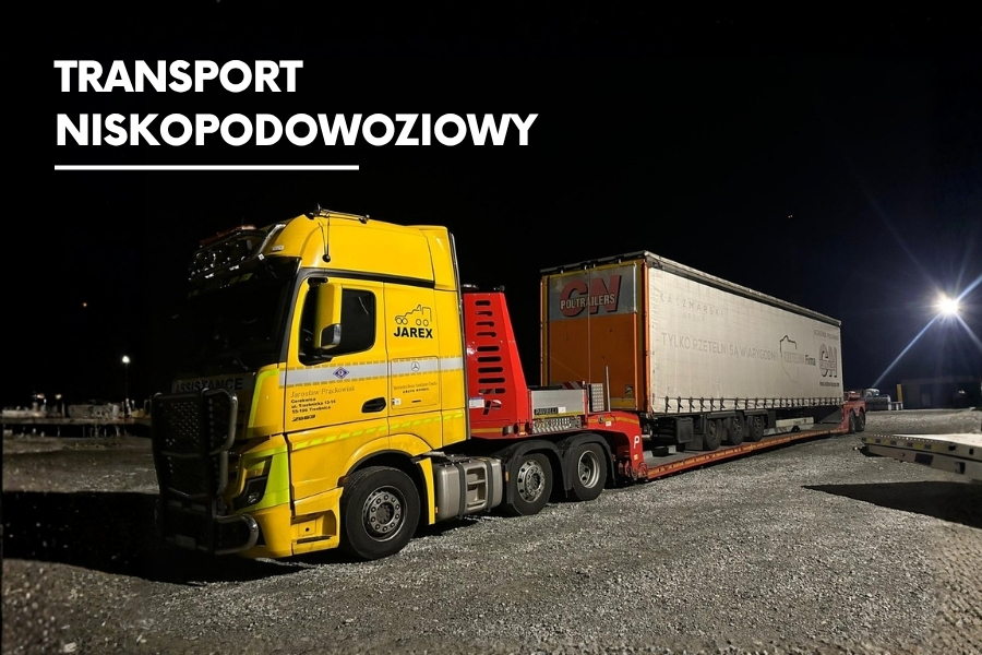 Transport niskopodwoziowy z Czech do Polski Transport niskopodwoziowy ciężarówki na naczepie niskopodwoziowej